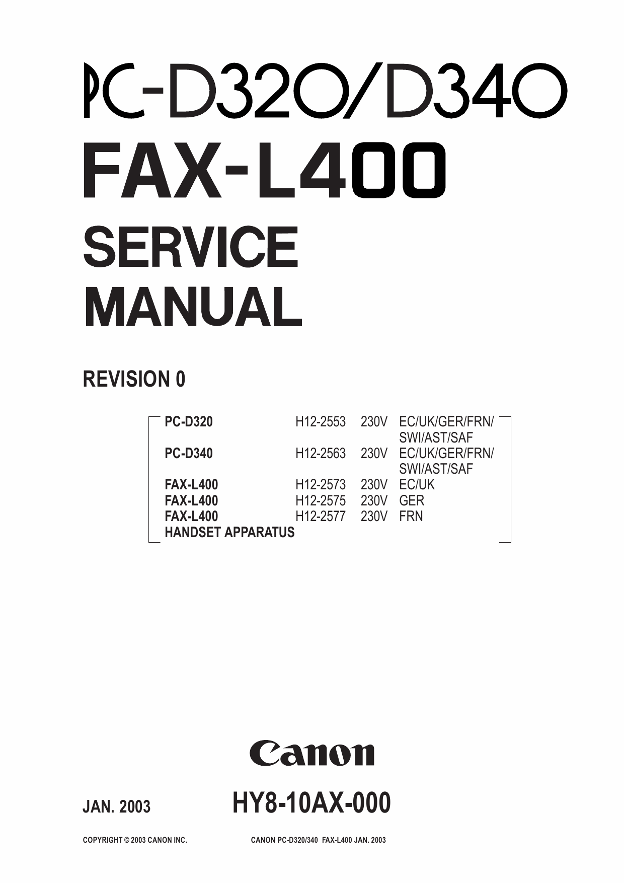 Canon FAX L400 Service Manual-1